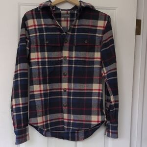 L.L. Bean Signature Plaid Flannel Button Down Shirt Mens Small Cotton Blue White